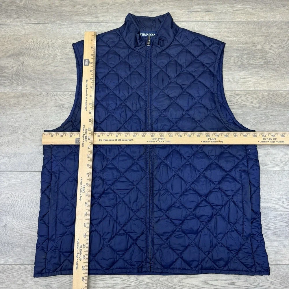 Polo Ralph Lauren Navy Blue Golf Puffer Vest Quilted Sz L FAIR‎